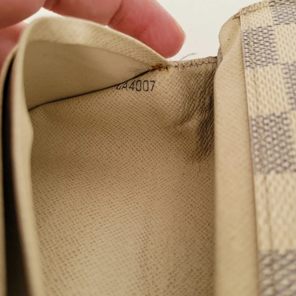 Louis Vuitton Damier Azur Sarah Wallet White Blue Checkered Long CA4007 Spain